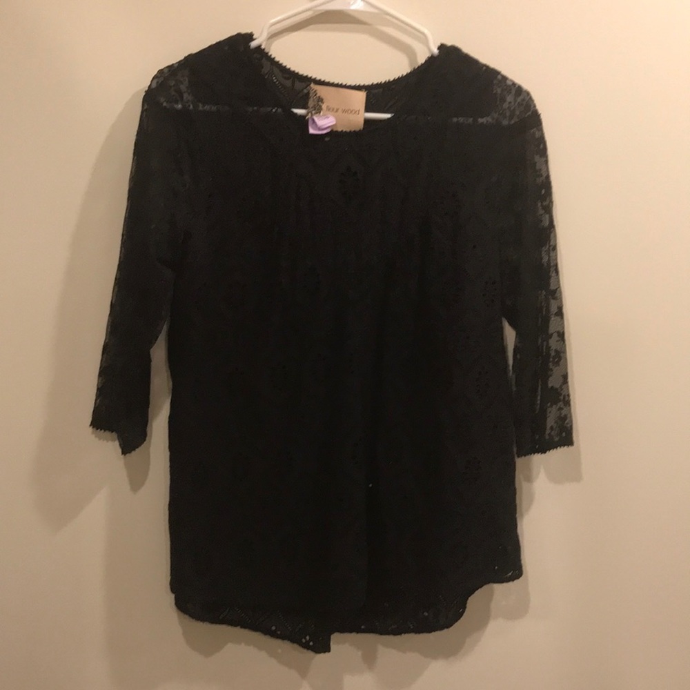 fleur wood black top size x small